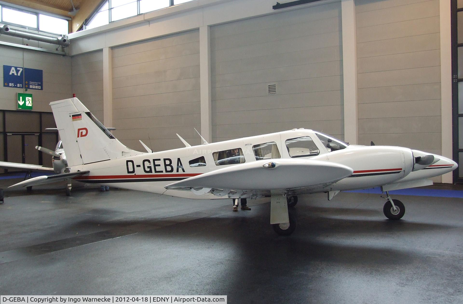 D-GEBA, 1976 Piper PA-34-200T II C/N 347670179, Piper PA-34-200T Seneca II at the AERO 2012, Friedrichshafen