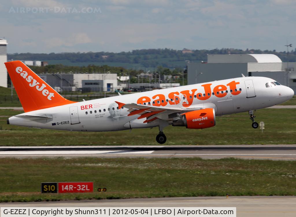 G-EZEZ, 2004 Airbus A319-111 C/N 2360, Landing rwy 14R with additional Berlin Willy Brandt logojet...