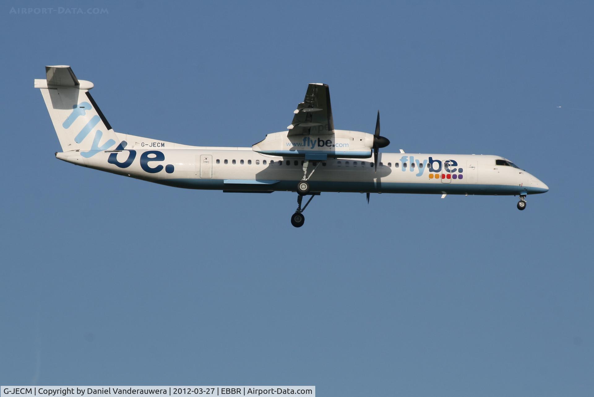 G-JECM, 2005 De Havilland Canada DHC-8-402Q Dash 8 C/N 4118, Flight BE593 is descending to RWY 02