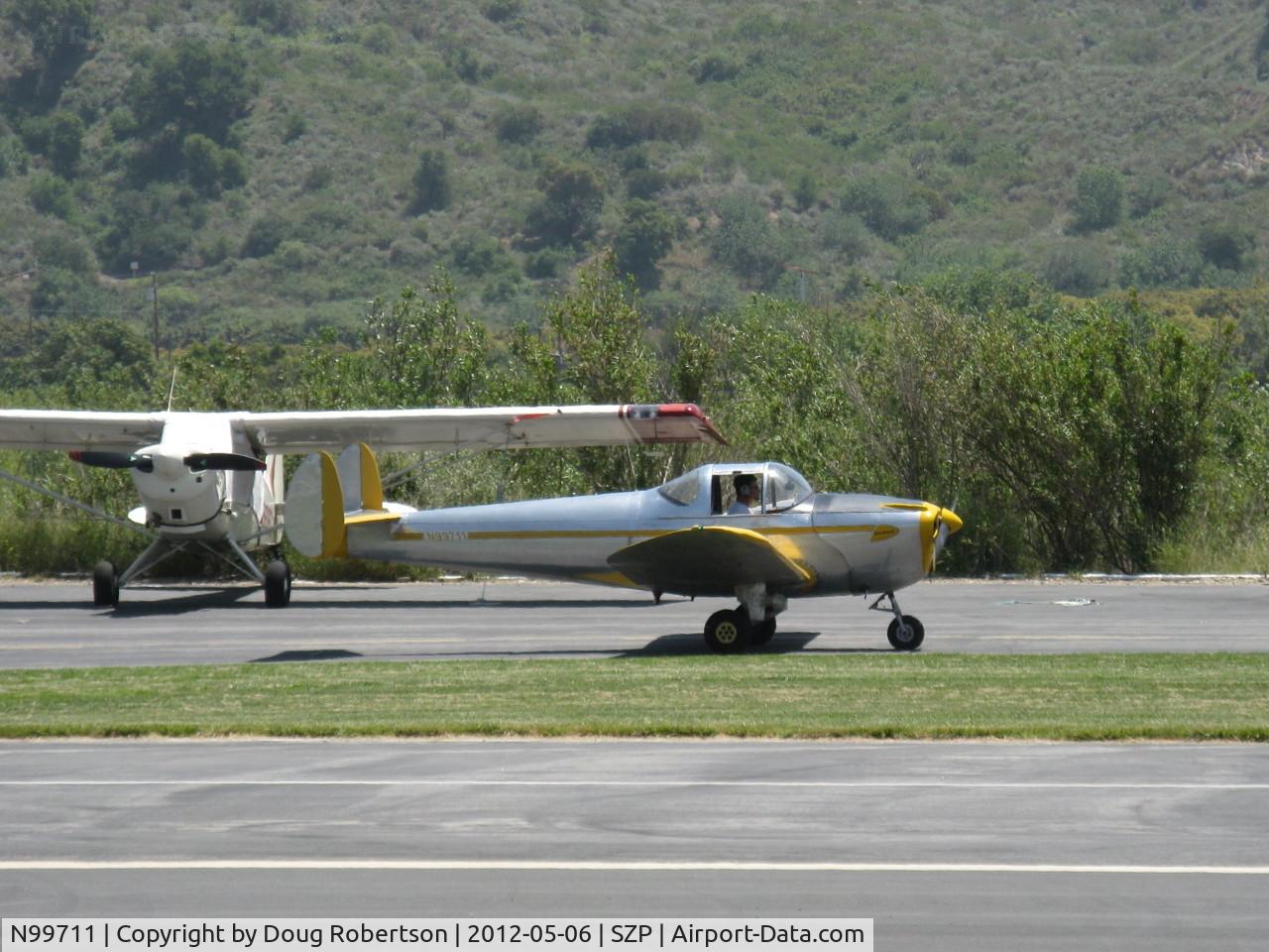 N99711, 1946 Erco 415D Ercoupe C/N 2334, 1946 ERCO Ercoupe 415-D, Continental O-200 100 Hp upgrade, taxi to tiedown