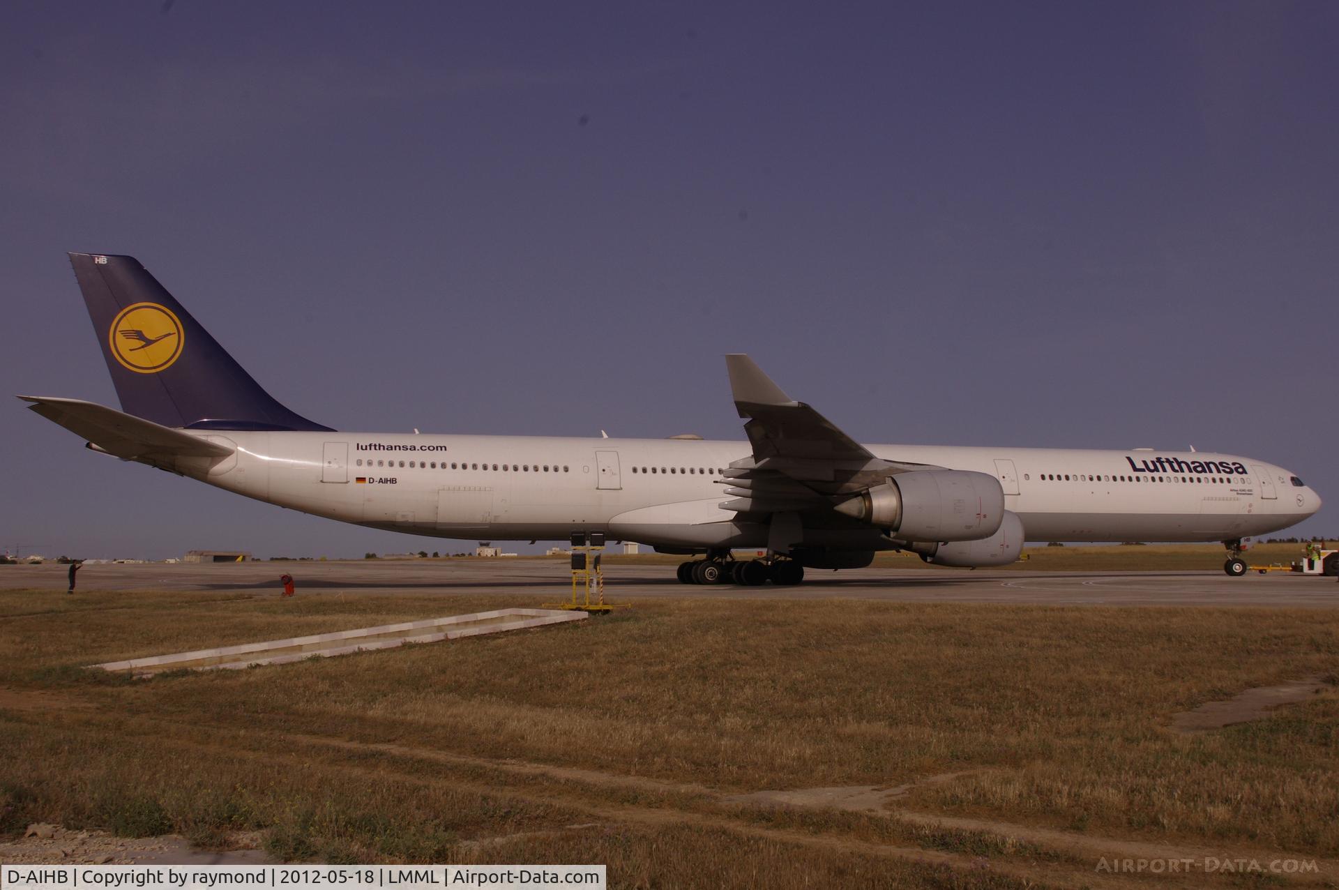 D-AIHB, 2003 Airbus A340-642 C/N 517, A340 D-AIHB Lufthansa being towed to Lufthansa Technik Malta for routine check.