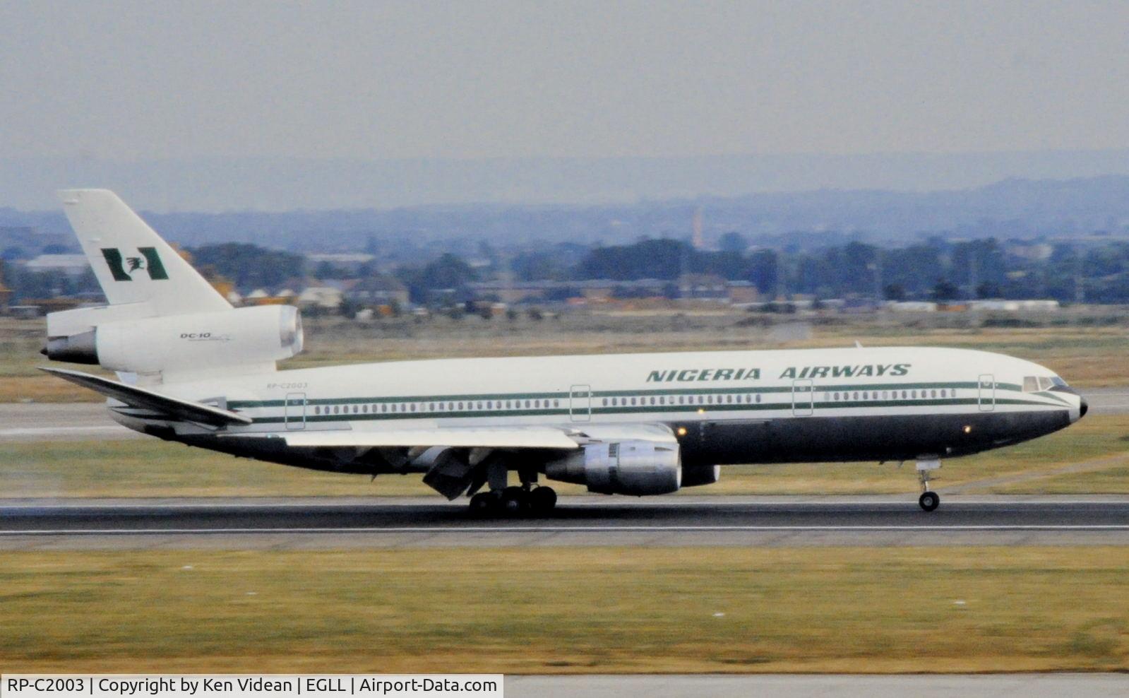 RP-C2003, 1976 McDonnell Douglas DC-10-30 C/N 46958, On lease to Nigeria Airways.