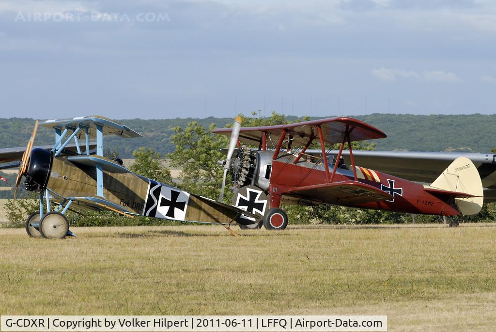 G-CDXR, 2006 Fokker Dr.1 Triplane Replica C/N PFA 238-14043, with Boeing Stearman