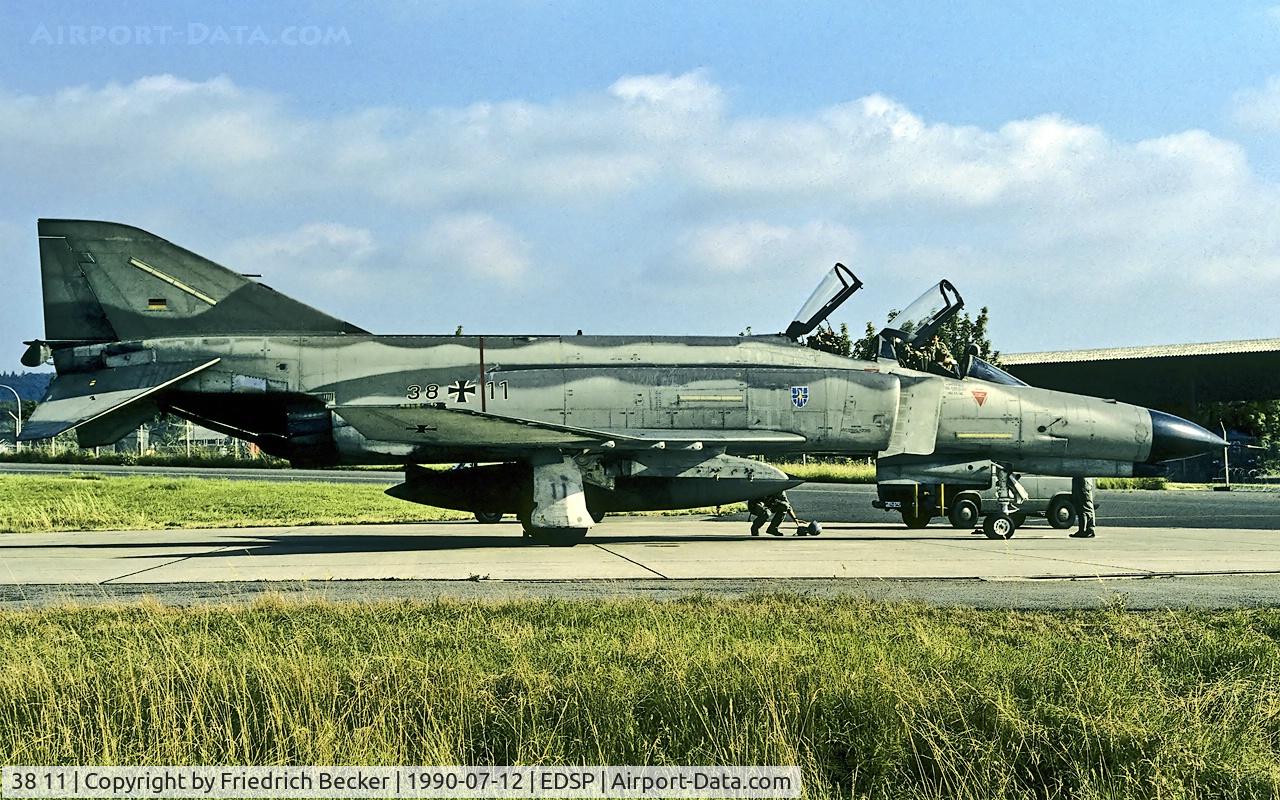 38 11, 1974 McDonnell Douglas F-4F Phantom II C/N 4636, flightline at Fliegerhorst Pferdsfeld