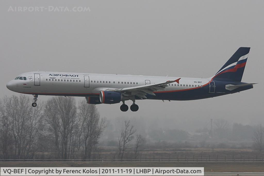 VQ-BEF, 2009 Airbus A321-211 C/N 4103, Ferihegy
