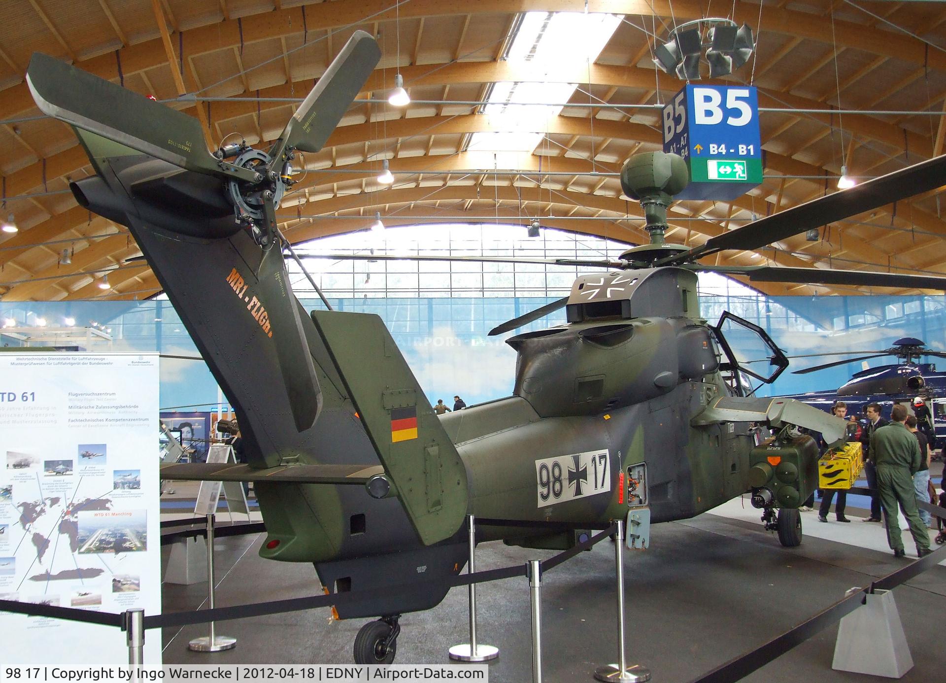 98 17, Eurocopter EC-665 Tiger UHT C/N 1013/UHT13, Eurocopter EC665 Tiger UHT of the German armed forces flight test establishment (Wehrtechnische Dienststelle 61) at the AERO 2012, Friedrichshafen