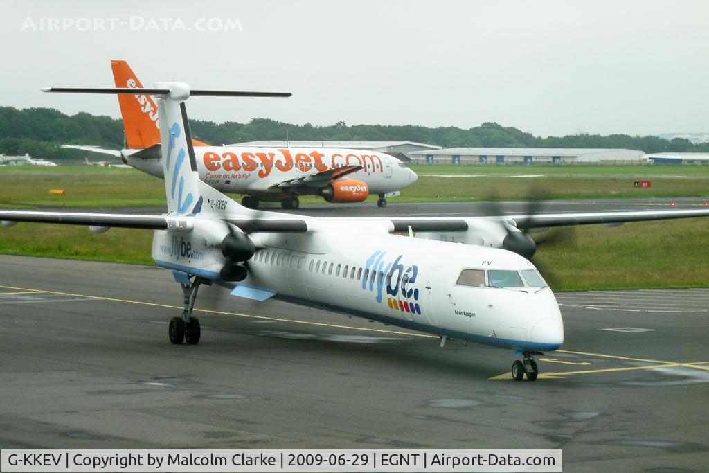 G-KKEV, 2008 De Havilland Canada DHC-8-402Q Dash 8 C/N 4201, 2008 De Havilland Canada DHC-8-402Q Dash 8 (Kevin Keegan), Newcastle Airport, June 2009.