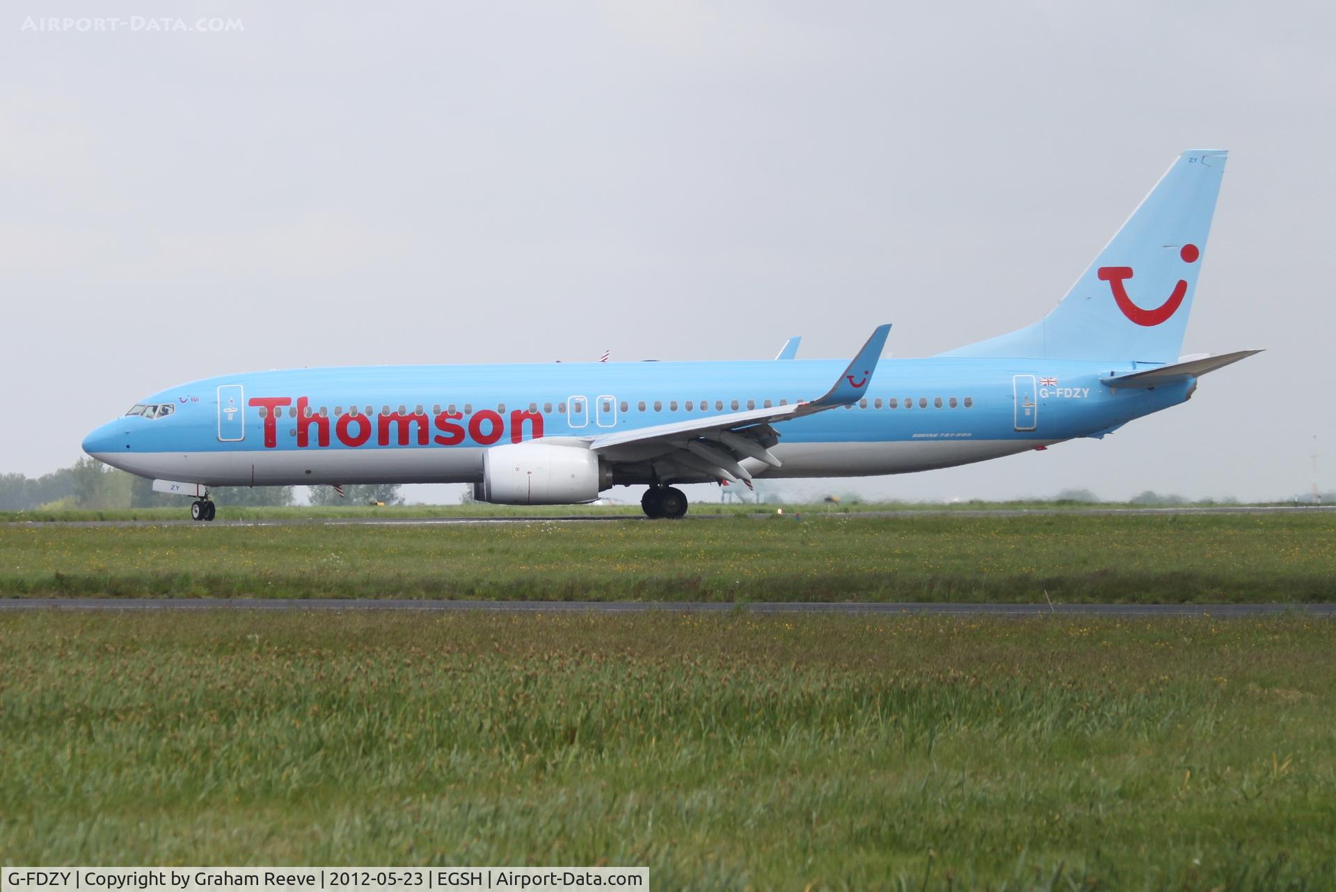 G-FDZY, 2011 Boeing 737-8K5 C/N 37261, Just landed.