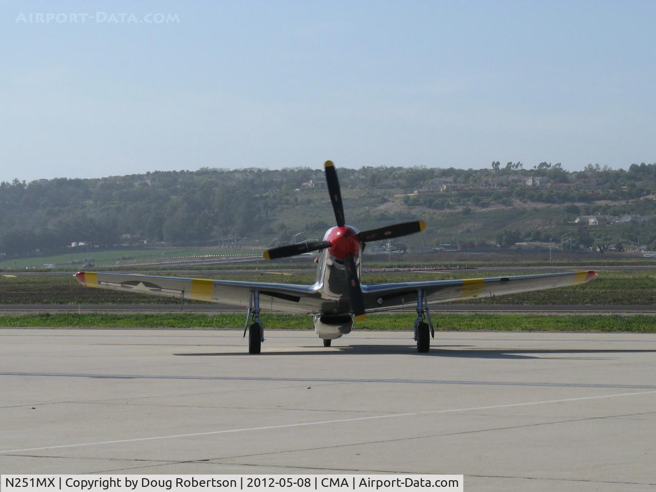 N251MX, 1943 North American P-51C-10 Mustang C/N 103-22730, 1943 North American TP-51C-10 MUSTANG 'Betty Jane', Packard Liberty/RR V-1650 1,380 Hp, mod. for tandem dual control, Collings Foundation asset with paid passenger taxiing in after flight