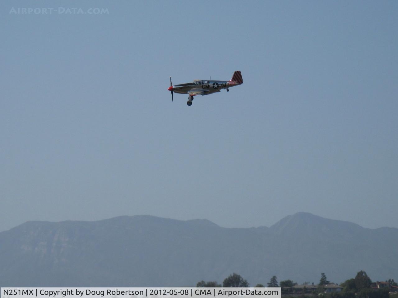 N251MX, 1943 North American P-51C-10 Mustang C/N 103-22730, 1943 North American TP-51C-10 MUSTANG 'Betty Jane', Packard Liberty/RR V-1650 1,380 Hp, modified for tandem dual control, gear extended, on final for landing Rwy 26 with paid passenger