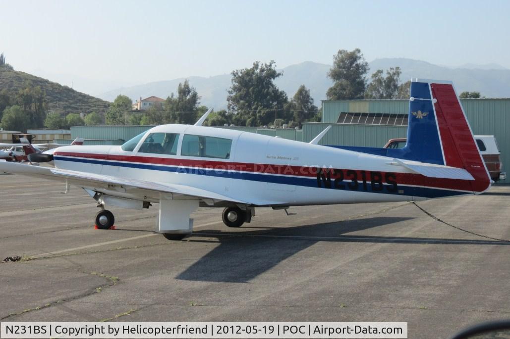 N231BS, 1979 Mooney M20K C/N 25-0048, Tied down and chocked