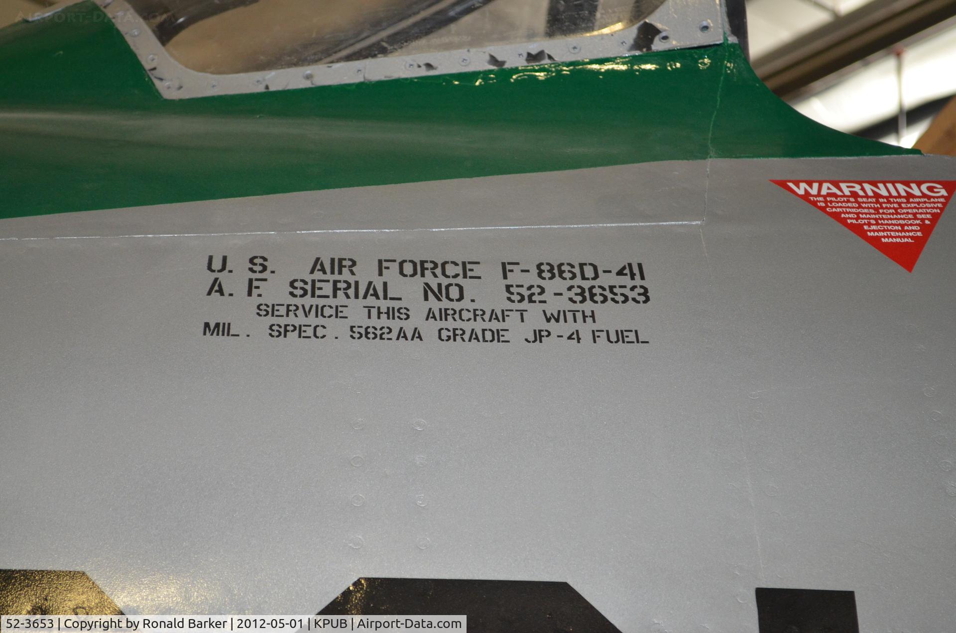 52-3653, 1952 North American F-86D Sabre C/N 190-56, Weisbrod Museum Pueblo