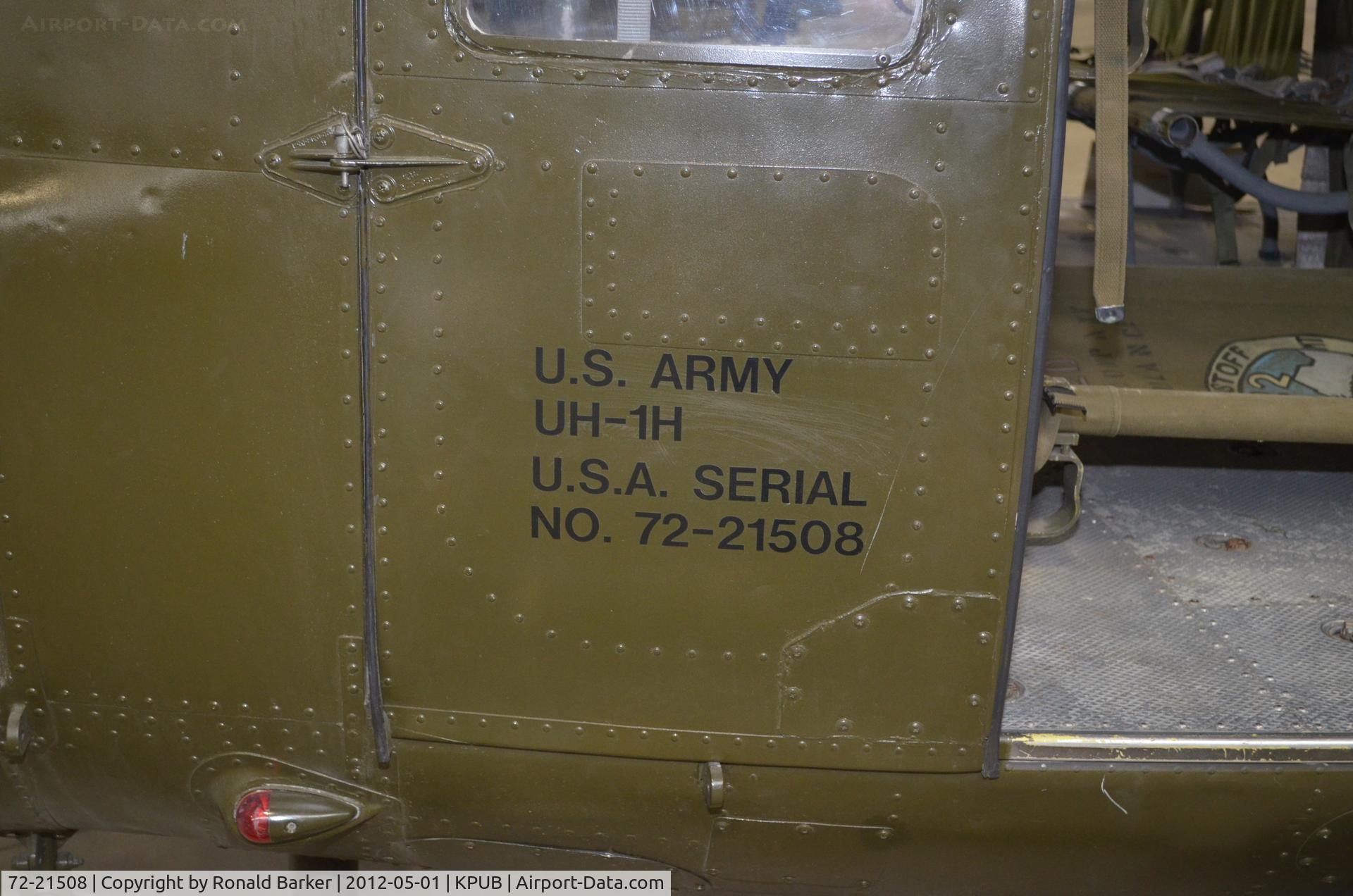 72-21508, 1972 Bell UH-1H Iroquois C/N 13207, Weisbrod Museum Pueblo