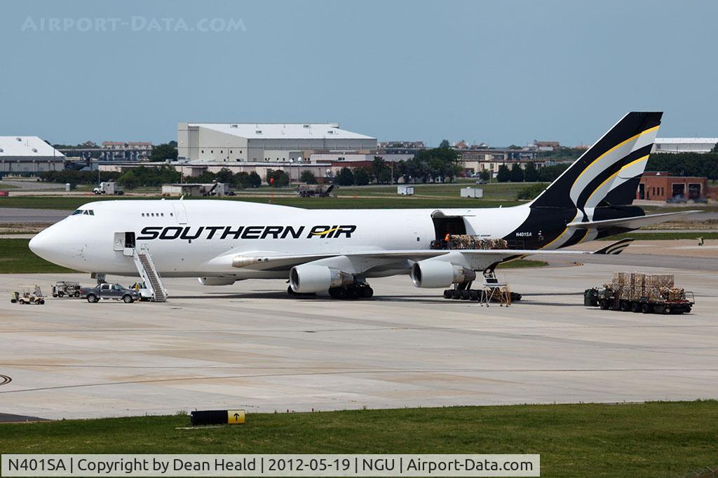 N401SA, 1994 Boeing 747-4H6(BDSF) C/N 27044, Southern Air N401SA on the ramp at Chambers Field taking on a load of cargo for transport to Leipzig/Halle Airport, Germany.