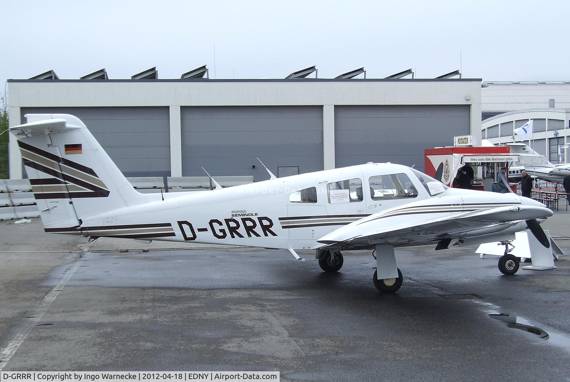 D-GRRR, Piper PA-44-180T Turbo Seminole C/N 44-8107038, Piper PA-44-180T Turbo Seminole at the AERO 2012, Friedrichshafen
