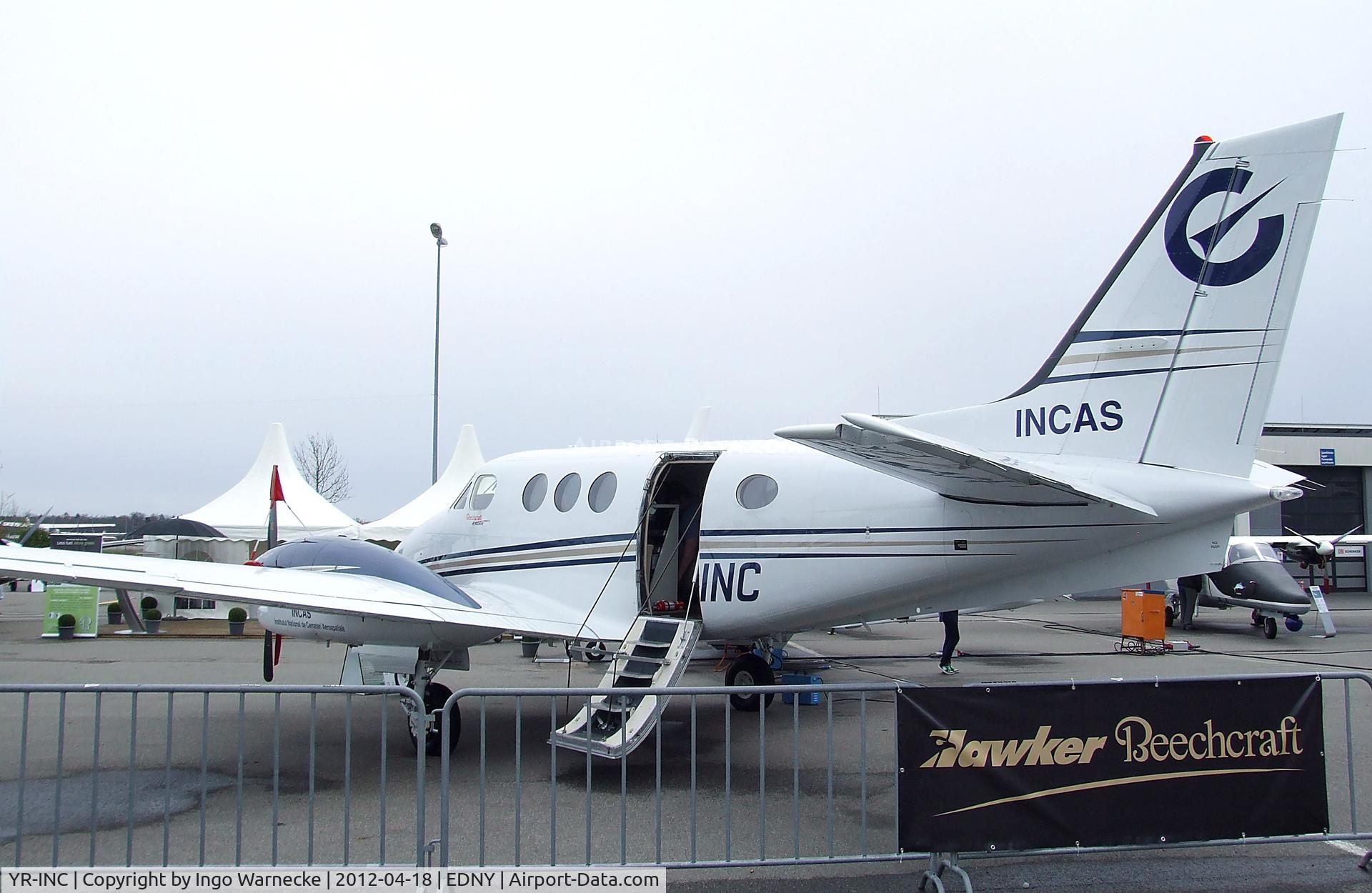 YR-INC, Beechcraft C90GTx King Air C/N LJ-2018, Beechcraft C90GTX King Air meteorological research aircraft of INCAS at the AERO 2012, Friedrichshafen
