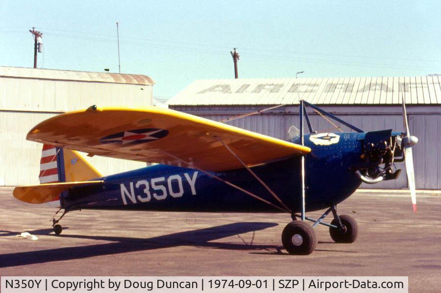 N350Y, 1931 Buhl LA-1 C/N 139, Taken in September 1974 at Santa Paula Airport