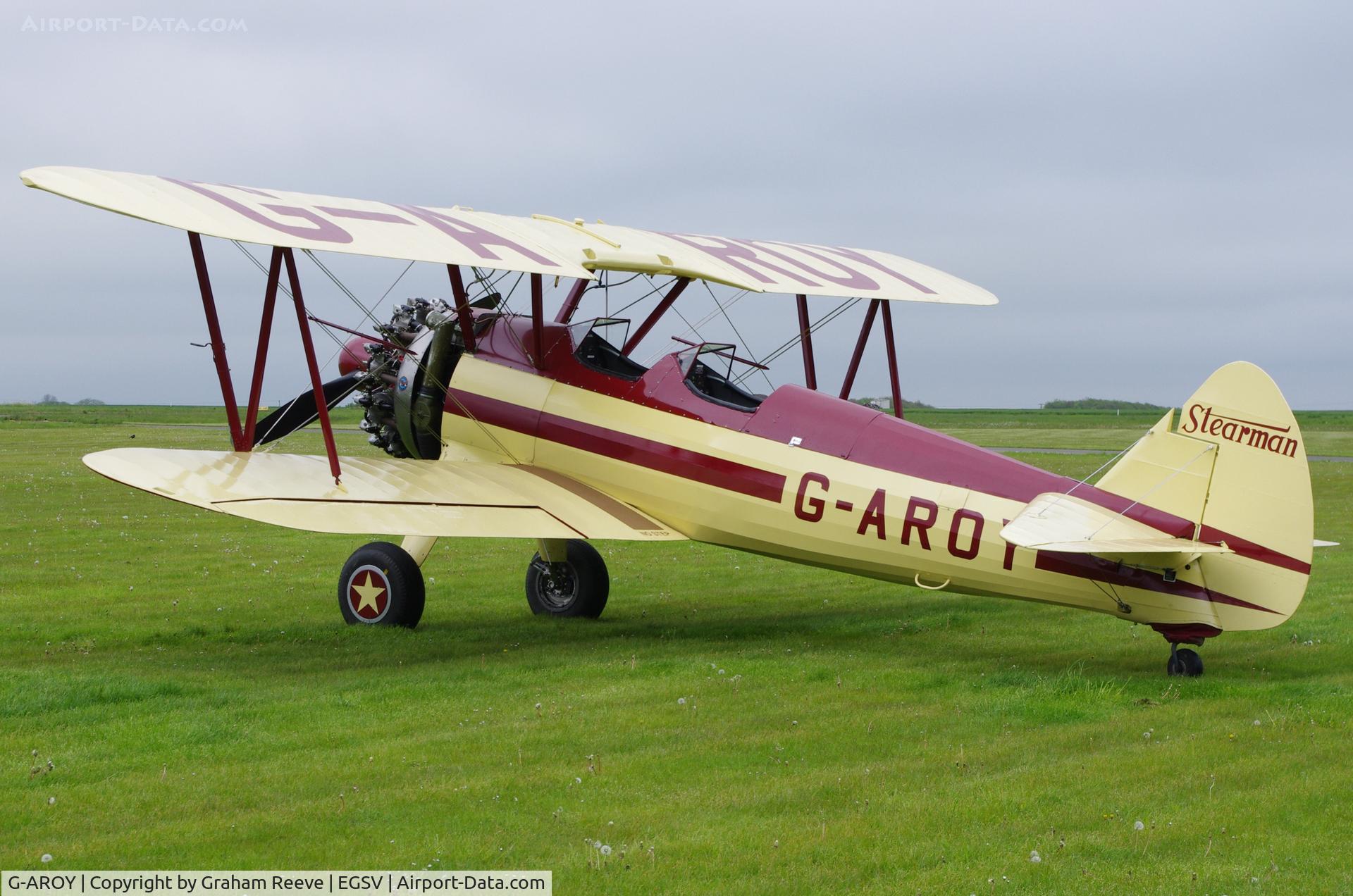 G-AROY, 1942 Boeing PT-17 Kaydet (A75N1) C/N 75-4775, Parked at Old Buckenham.