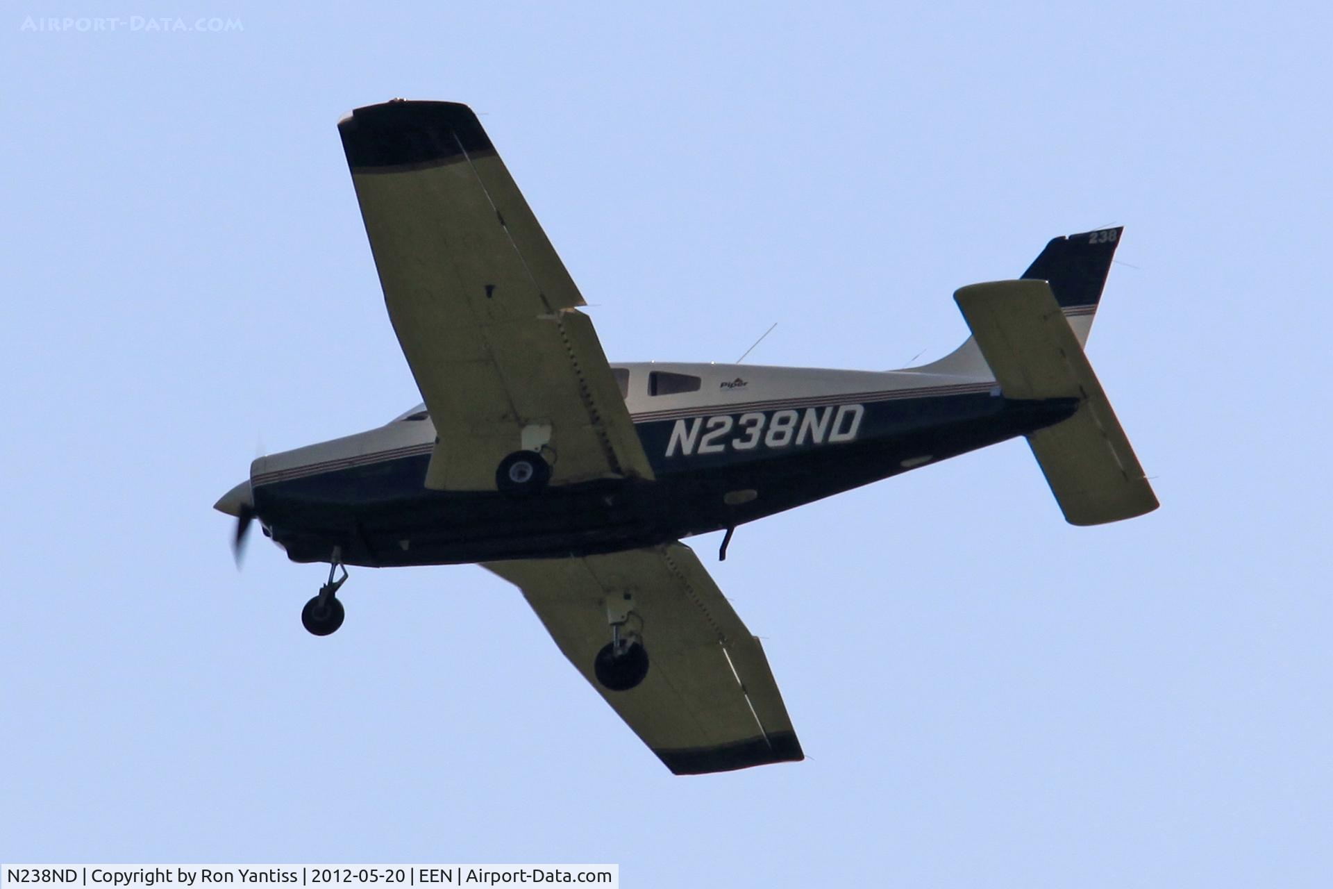 N238ND, 2000 Piper PA-28-161 C/N 2842101, Short final for runway 02, Dillant-Hopkins Airport, Keene, NH