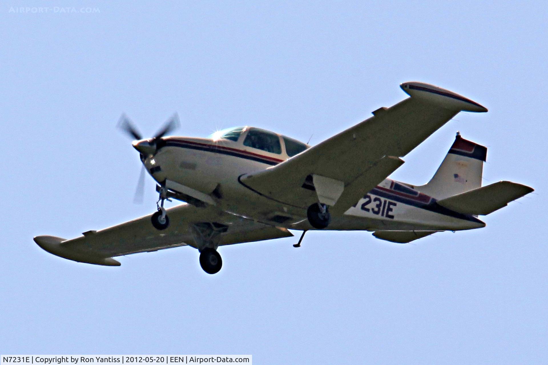 N7231E, 1985 Beech A36 Bonanza 36 C/N E-2240, Short final for runway 02, Dillant-Hopkins Airport, Keene, NH