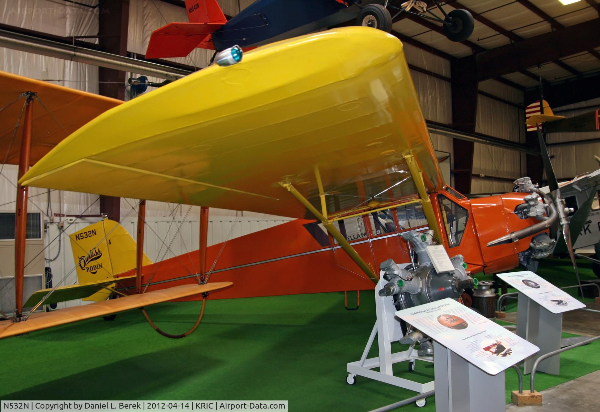 N532N, 1929 Curtiss-Wright Robin C/N 733, Classic Curtiss Robin at the Virginia Aviation Museum, among other Golden Age treasures.