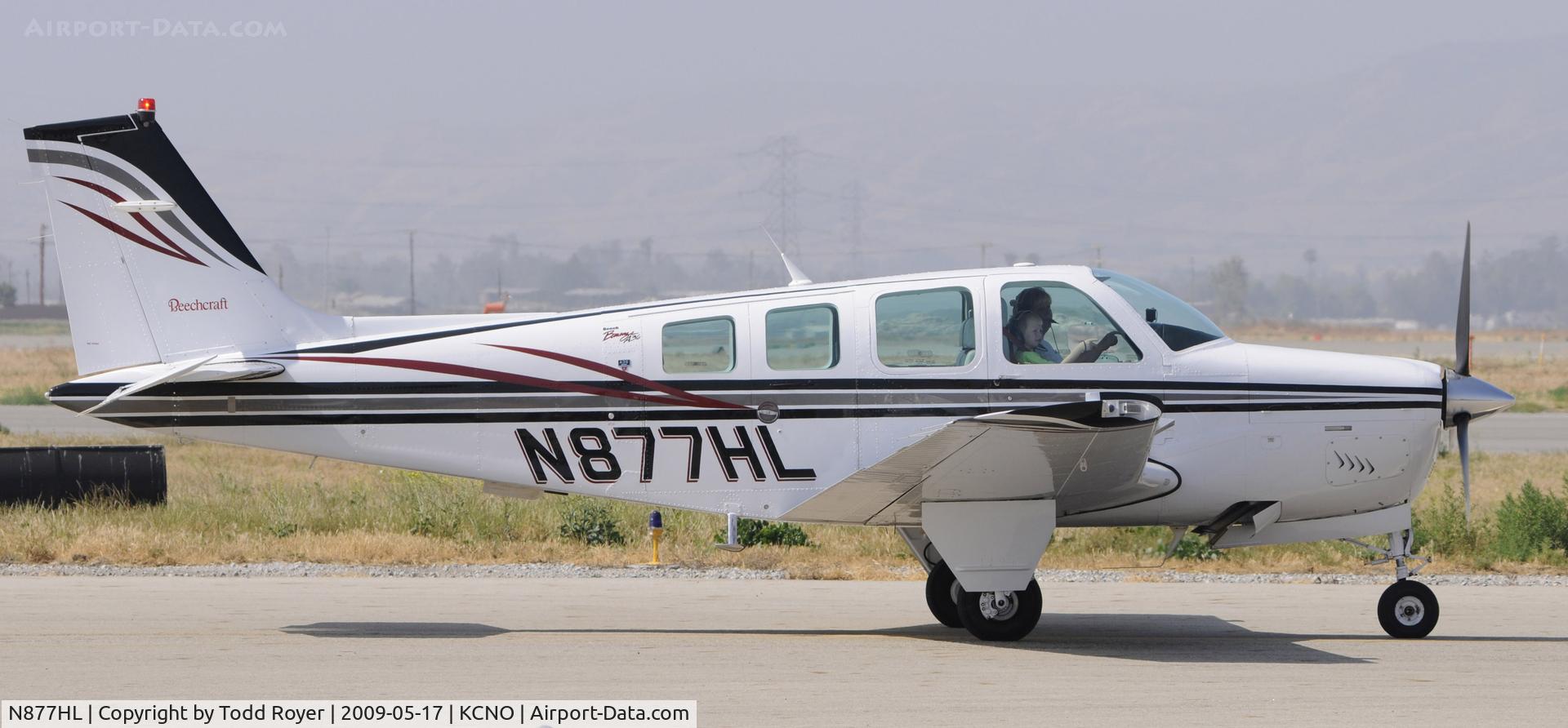N877HL, 1991 Beech A36 Bonanza 36 C/N E-2643, Taxiing to parking at Chino