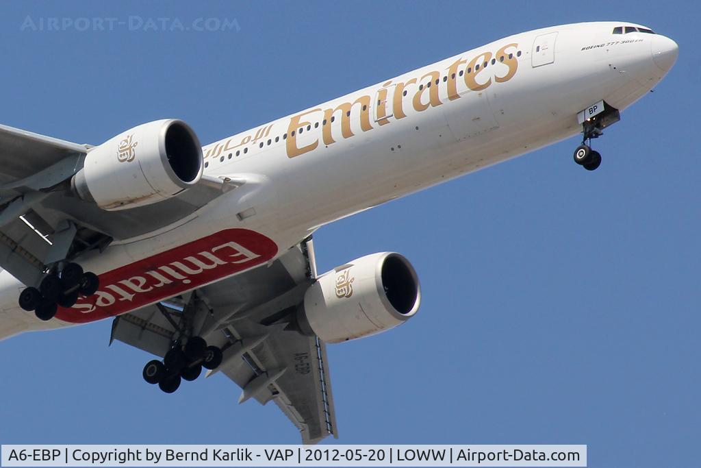 A6-EBP, 2006 Boeing 777-31H/ER C/N 32710, Picture taken from my balcony about 5km NW of Vienna International Airport