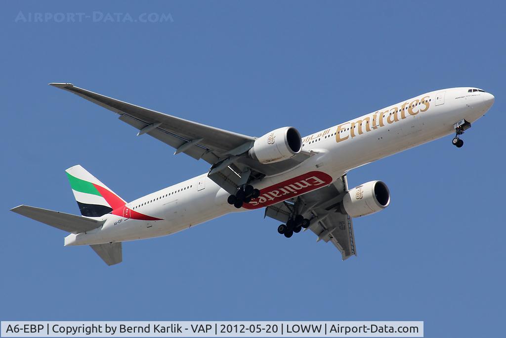 A6-EBP, 2006 Boeing 777-31H/ER C/N 32710, Picture taken from my balcony about 5km NW of Vienna International Airport