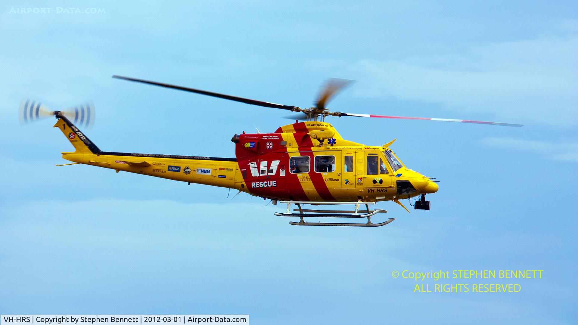 VH-HRS, Bell 412 C/N 33118, Rescue Helicopter, Westpac 1, in full flight to yet another rescue in its busy schedule