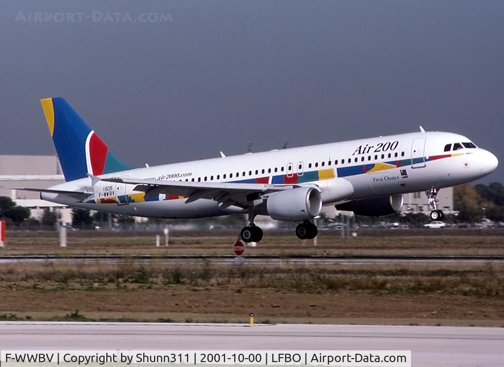 F-WWBV, 2001 Airbus A320-214 C/N 1605, C/n 1605 - To be G-OOAT - Air 200 titles applied on error just on right side !