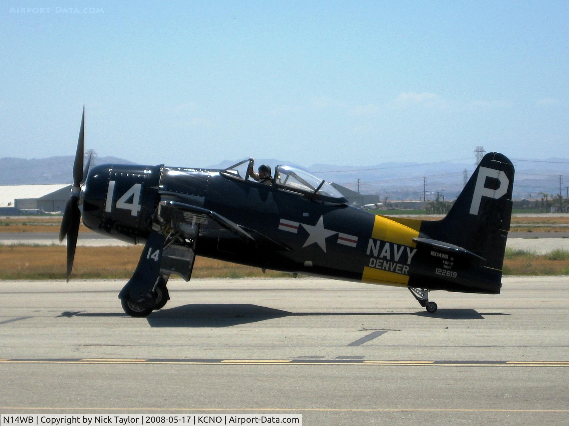 N14WB, Grumman F8F-2 (G58) Bearcat C/N D.1148, Taxiing back in Chino Air Show 08