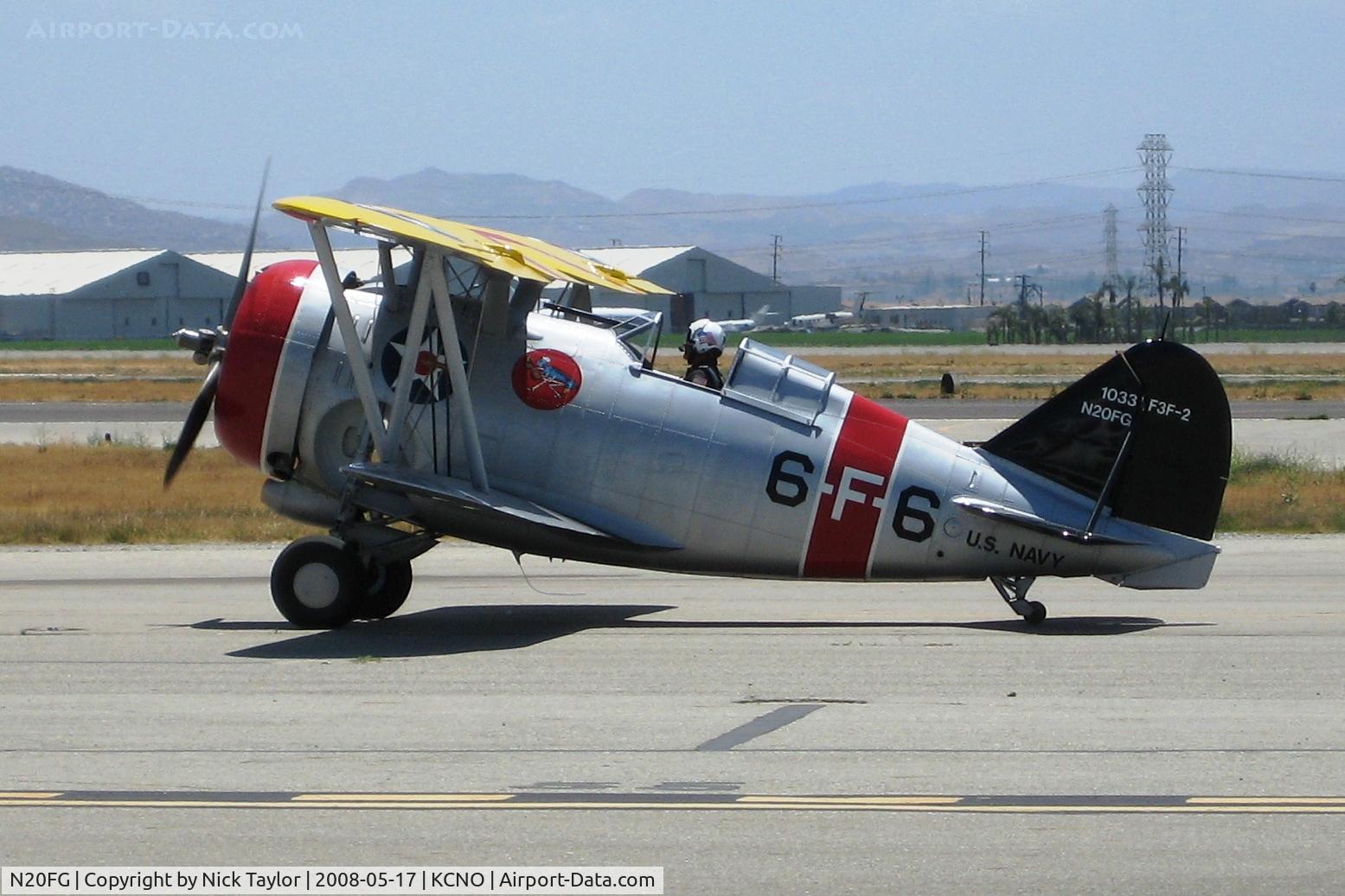 N20FG, 1938 Grumman F3F-2 C/N 1033, Taxiing back Chino 08