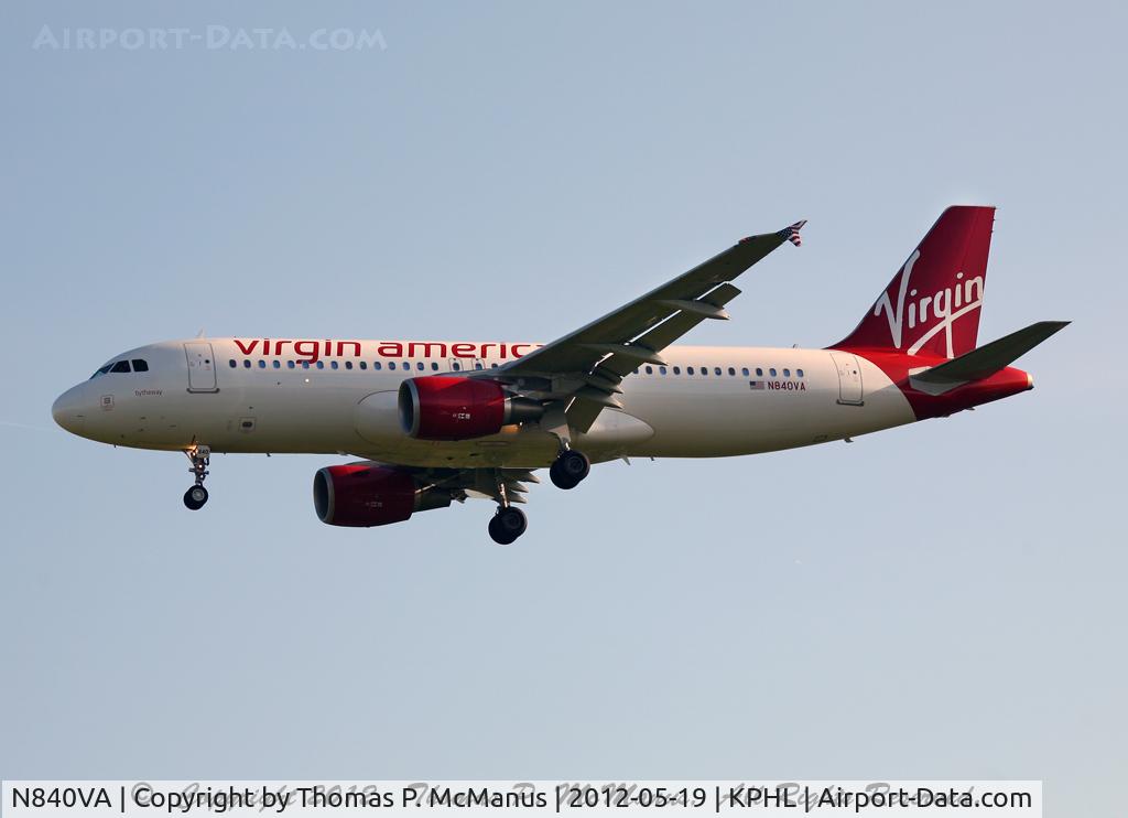 N840VA, 2011 Airbus A320-214 C/N 4616, Newly instituted service to PHL.  