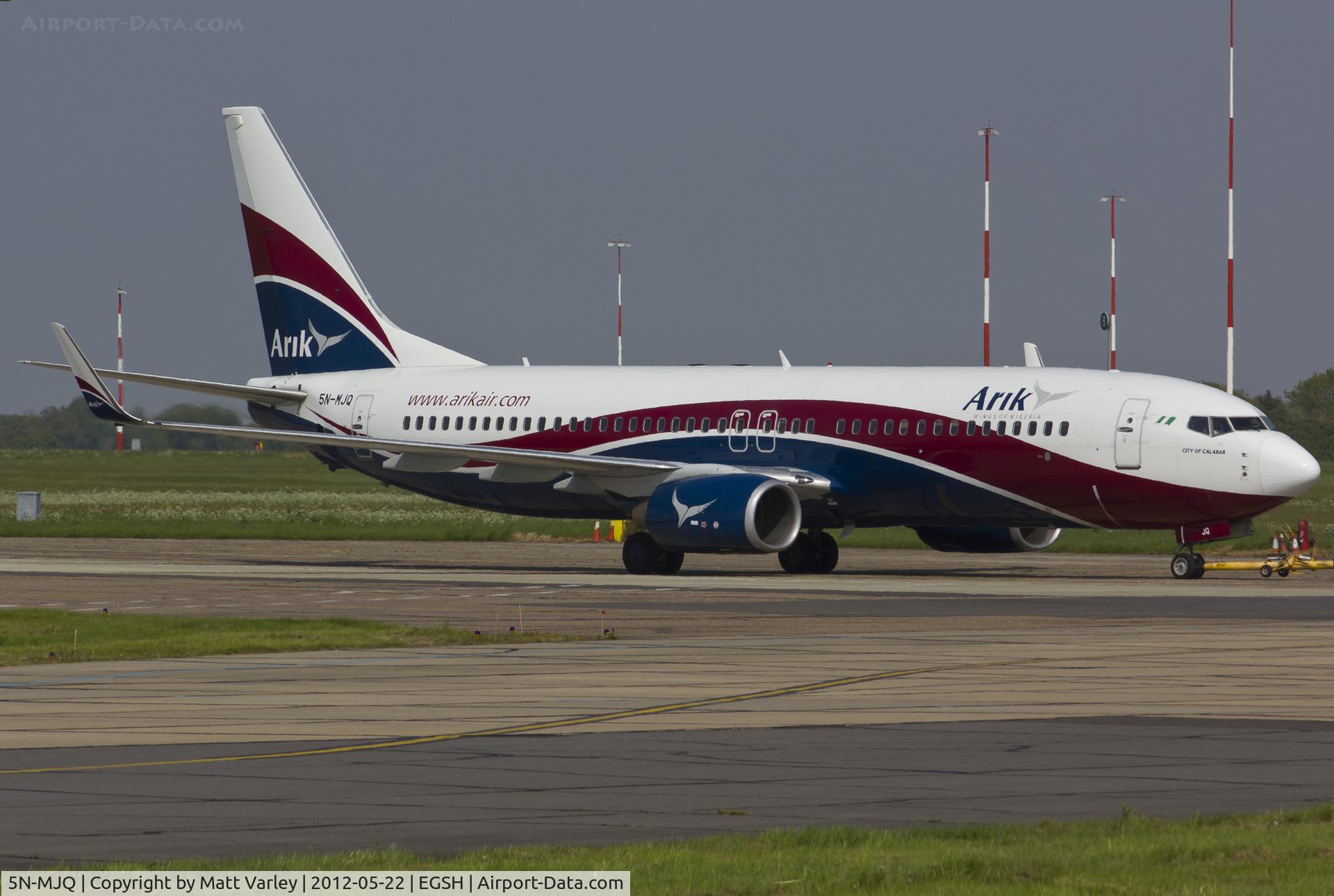 5N-MJQ, 2010 Boeing 737-8JE C/N 38971, Being towed to the KLM hangar.