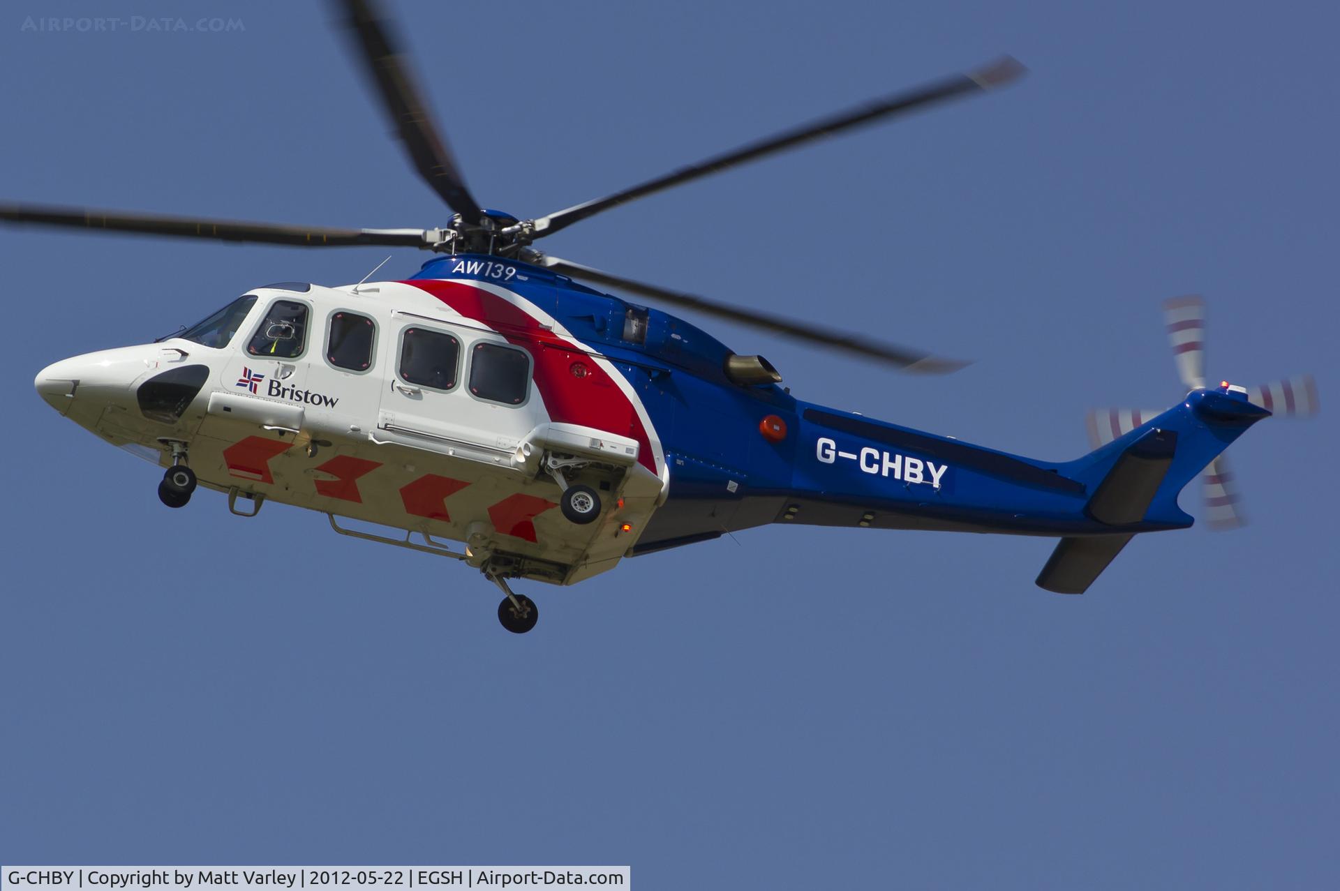 G-CHBY, 2010 AgustaWestland AW-139 C/N 31310, Performing an ILS approach at EGSH.
