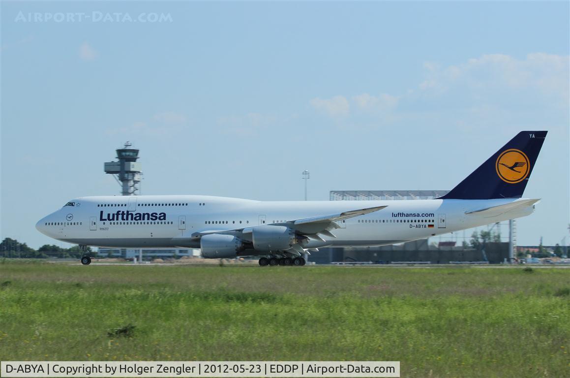 D-ABYA, 2012 Boeing 747-830 C/N 37827, First of Lufthansa´s new 747-8I comes to LEJ for some t&g on that beautiful part of earth....