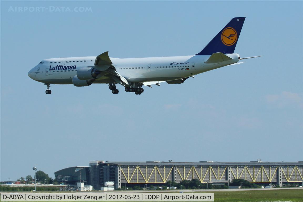 D-ABYA, 2012 Boeing 747-830 C/N 37827, Very final on rwy 08L......