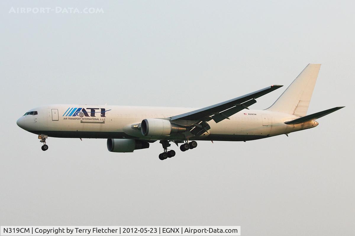 N319CM, 1988 Boeing 767-338 C/N 24407, ATI B767 landing at East Midlands with freighter flight from New York JFK