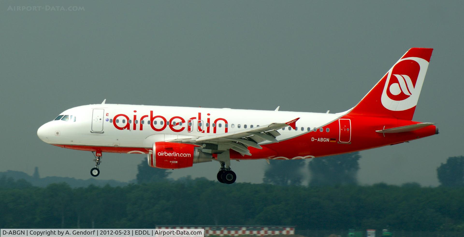 D-ABGN, 2008 Airbus A319-112 C/N 3661, Air Berlin, on finals at Düsseldorf Int´l (EDDL)