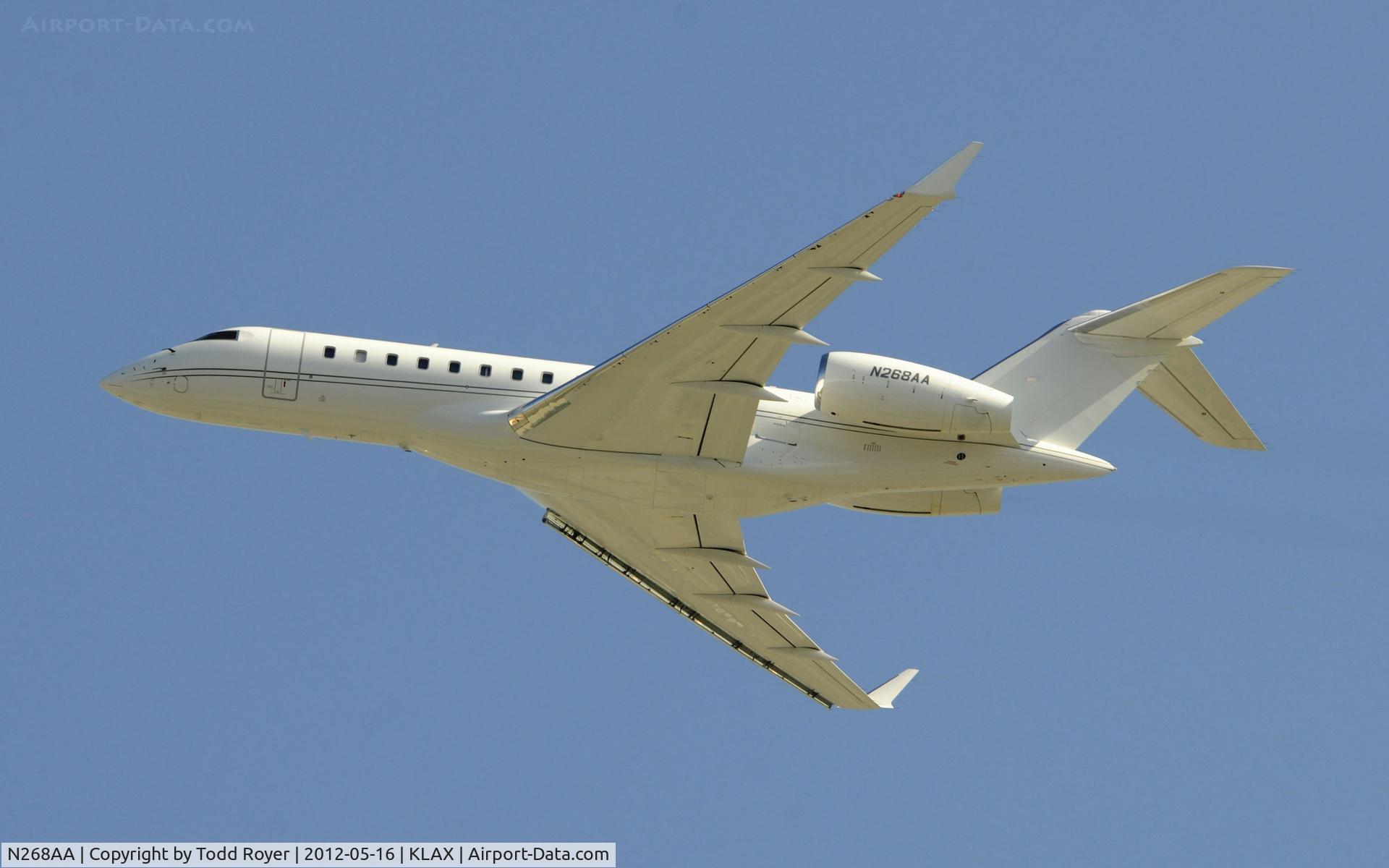 N268AA, 2010 Bombardier BD-700-1A10 Global Express XRS C/N 9406, Departing LAX on 25L