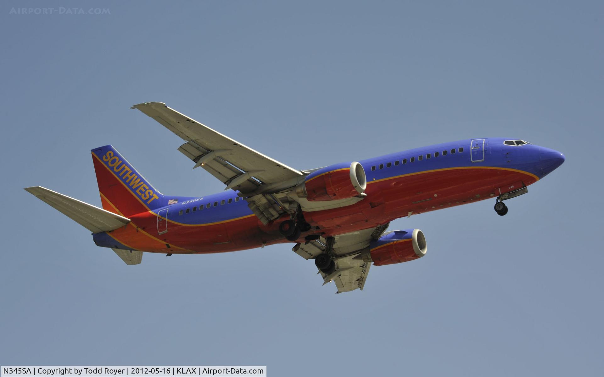 N345SA, 1987 Boeing 737-3K2 C/N 23786, Arriving at LAX on 24R