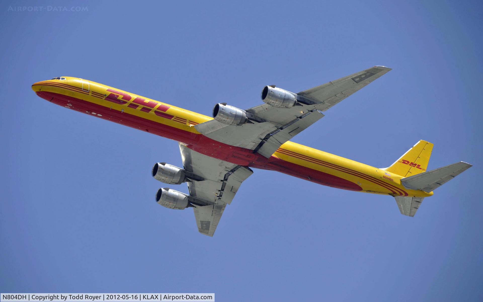 N804DH, 1969 Douglas DC-8-73F C/N 46124, Departing LAX on 25R