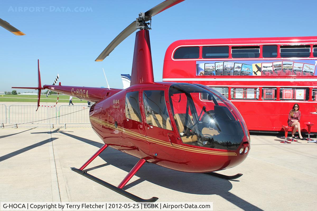 G-HOCA, 2008 Robinson R44 Raven II C/N 12388, Exhibited in the static display at 2012 AeroExpo at Sywell