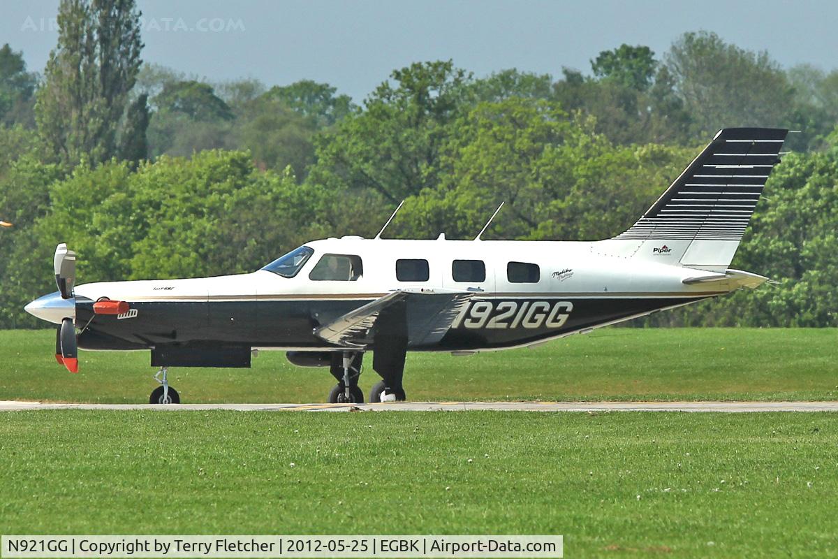 N921GG, 1998 Piper PA-46-350P Malibu Mirage C/N 4636136, A visitor to Sywell , on Day 1 of 2012 AeroExpo