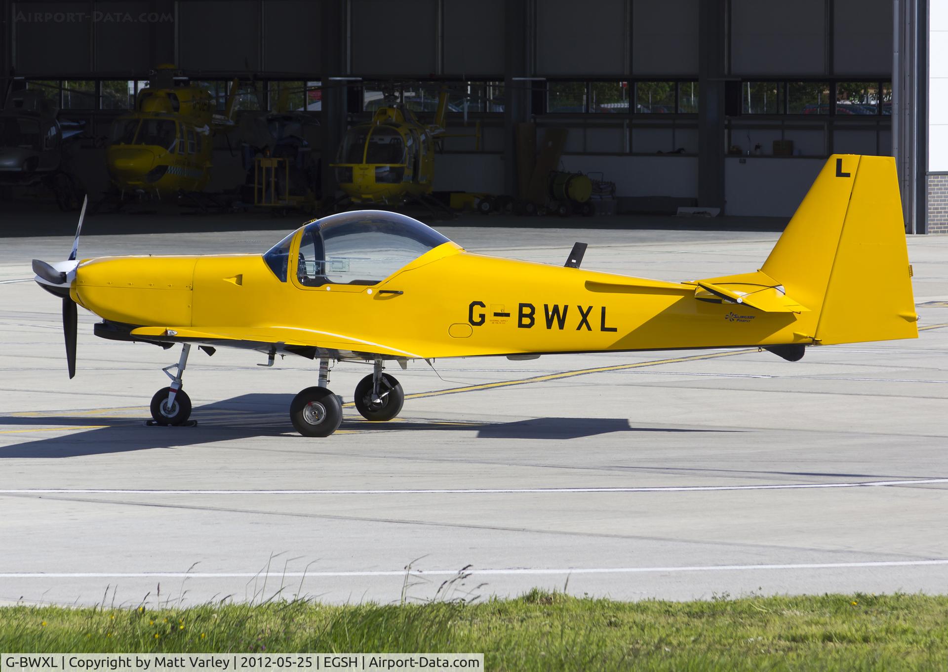 G-BWXL, 1996 Slingsby T-67M-260 Firefly C/N 2247, Sat on stand at SaxonAir.