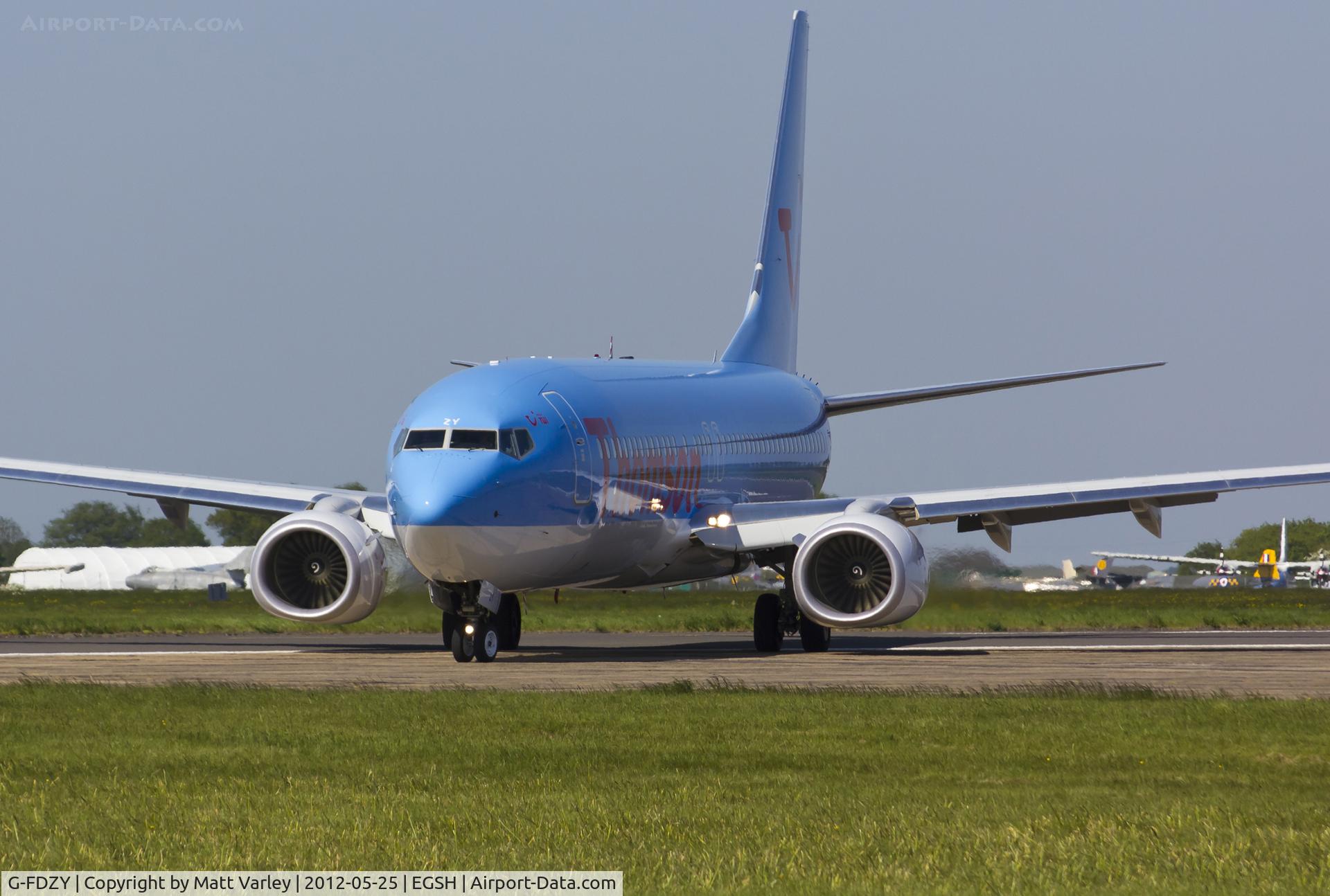 G-FDZY, 2011 Boeing 737-8K5 C/N 37261, Departing EGSH.