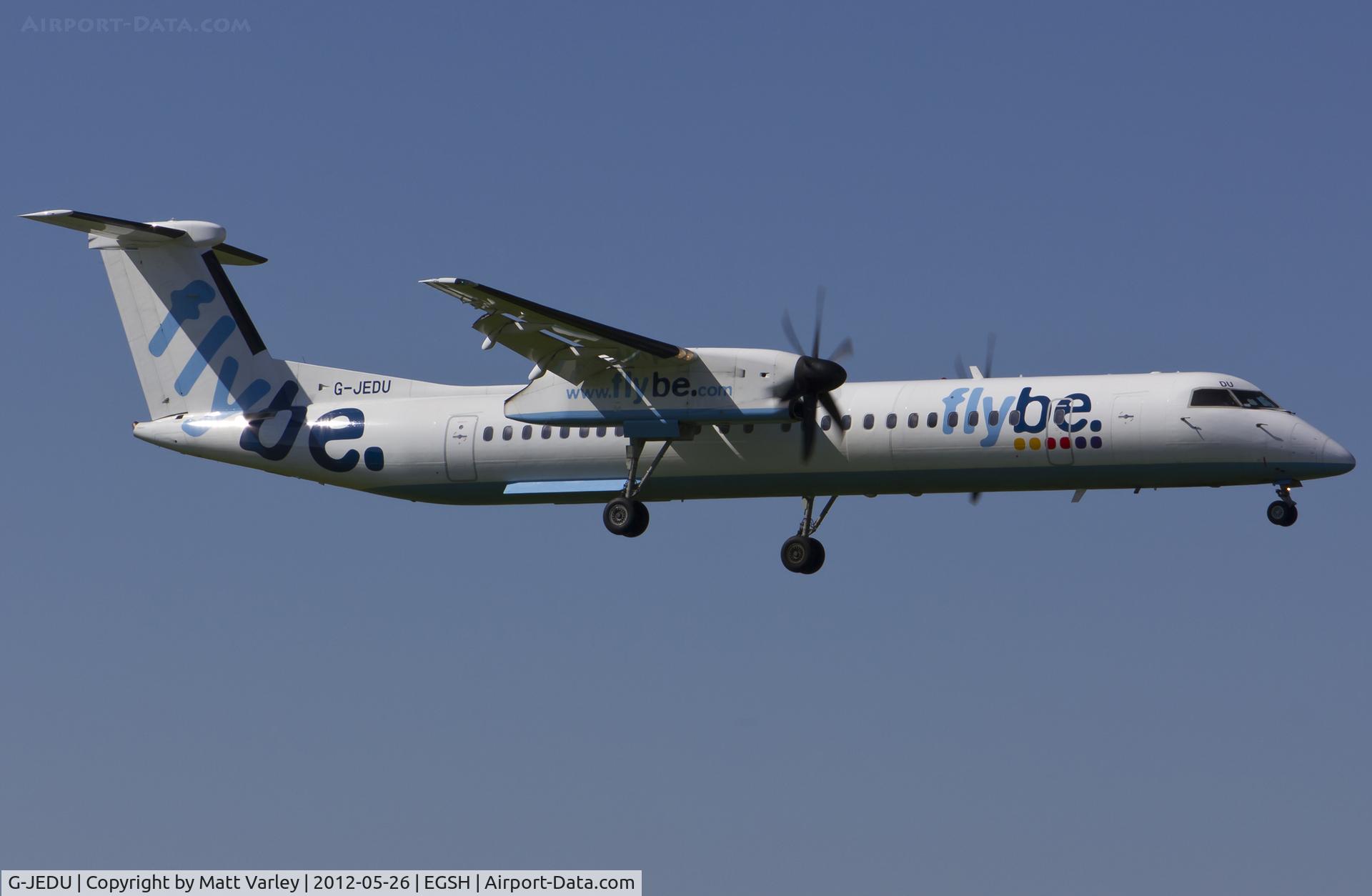 G-JEDU, 2004 De Havilland Canada DHC-8-402Q Dash 8 C/N 4089, Arriving at EGSH.