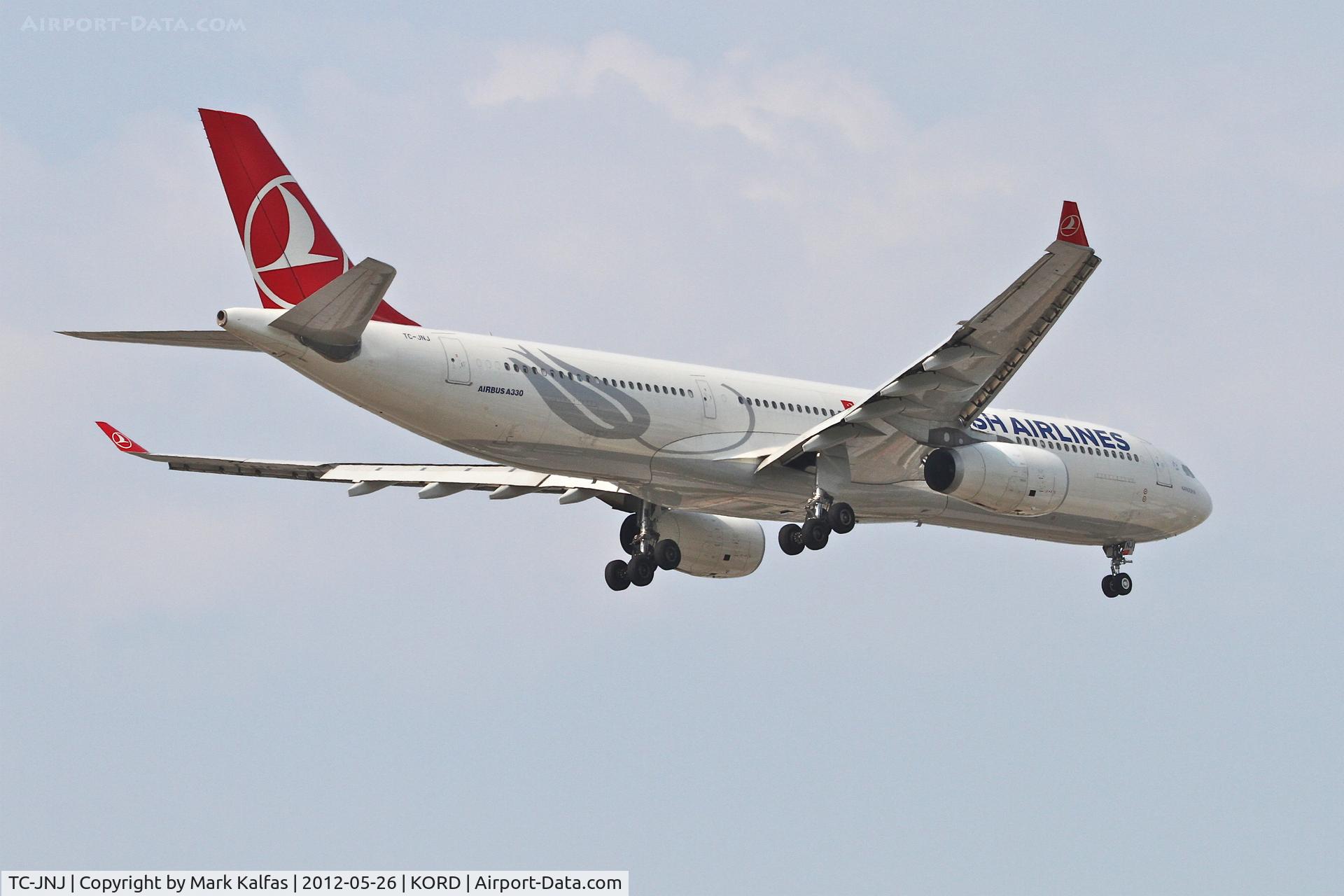 TC-JNJ, 2010 Airbus A330-343X C/N 1170, Turkish Airlines Airbus A330-343X, THY5 arriving from Istanbul Ataturk Int'l/LTBA, RWY 10 approach KORD.