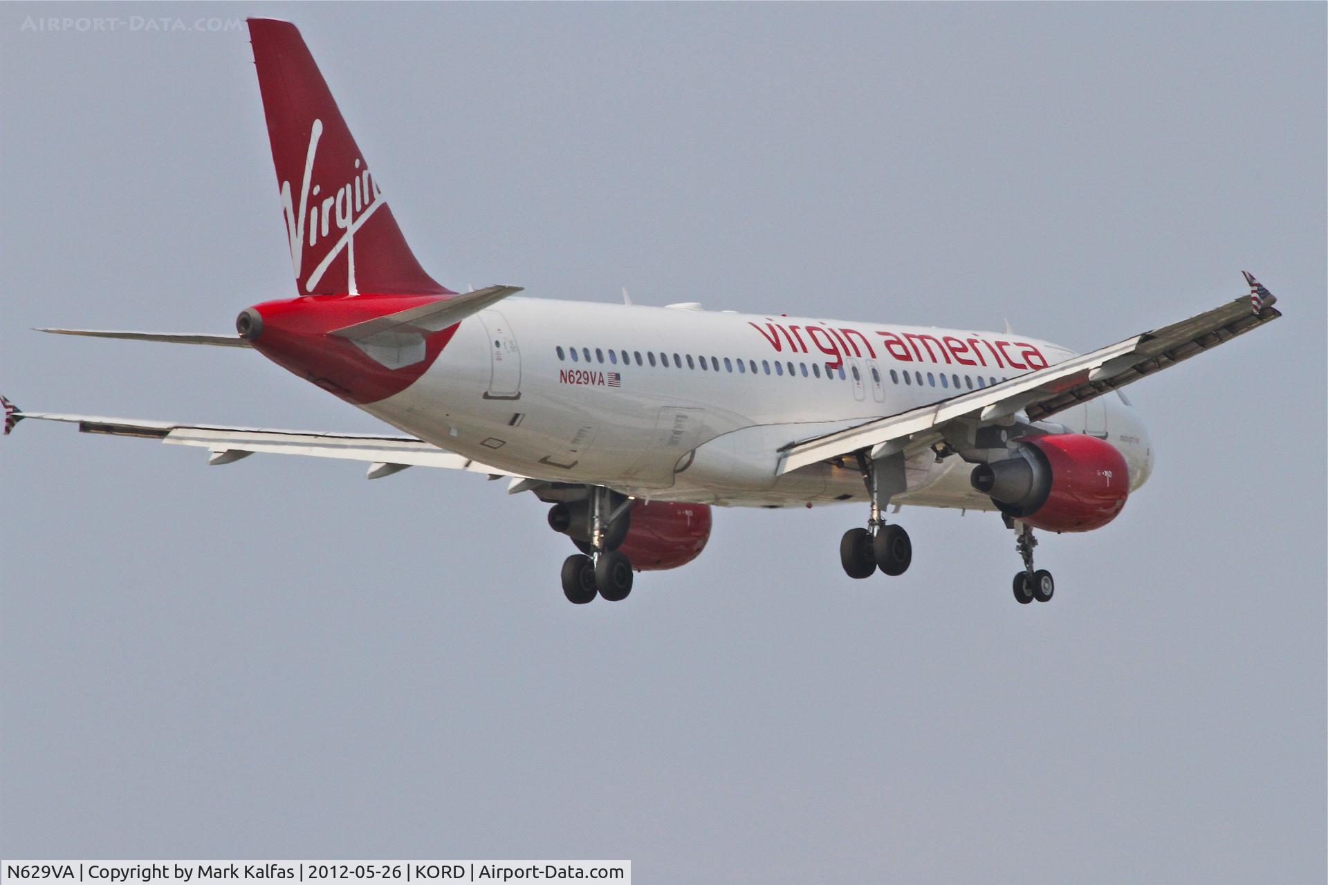 N629VA, 2007 Airbus A320-214 C/N 3037, Virgin America Airbus A320-214, VRD232 arriving from Los Angeles International/KLAX, RWY 10 approach KORD.