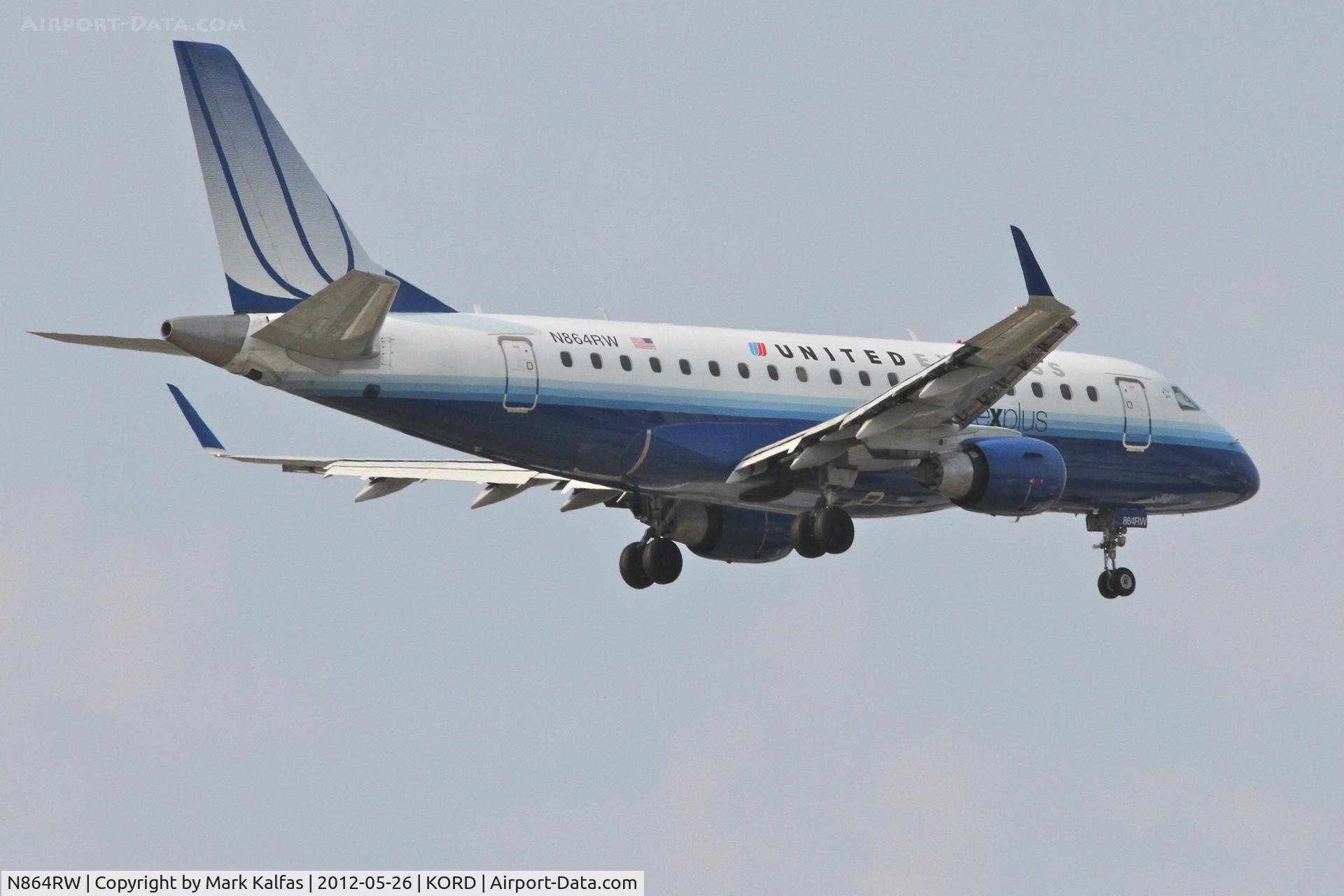 N864RW, 2006 Embraer 170SE (ERJ-170-100SE) C/N 17000117, Shuttle America/United Express Embraer ERJ 170-100 SE, TCF3565 arriving from KMSP, RWY 10 approach KORD.